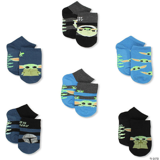 Star Wars The Mandalorian Baby Yoda Toddler Kids 6 Pack Gripper Socks (X-Small, Grey) | USA Decoration®