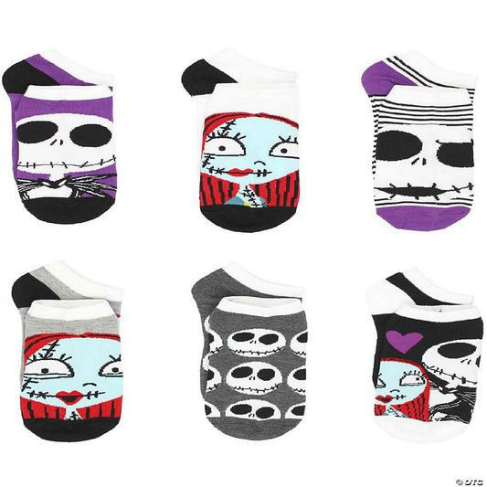 The Nightmare Before Christmas Womens 6 pack Socks (Large (9-11), Jack Sally Purple) | USA Decoration®
