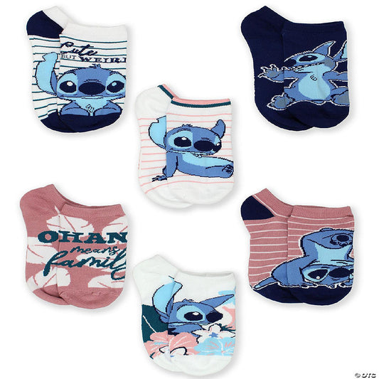 Lilo Stitch Adults No Show 6 pack Socks Set (Large (9-11), Blush) | USA Decoration®