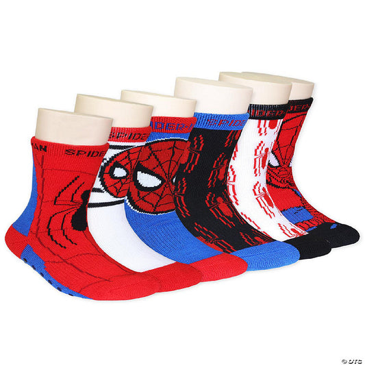 Super Hero Adventures Spider-Man Baby Toddler Boys 6 pack Socks with Grippers (5-7 yrs, Red/Blue) | USA Decoration®