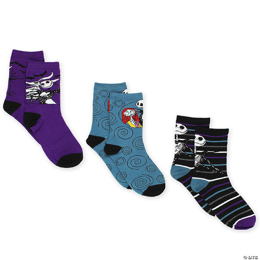 The Nightmare Before Christmas Womens 3 pack Crew Socks (Large (9-11), Black) | USA Decoration®