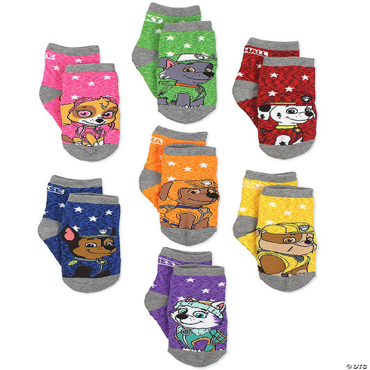Paw Patrol Boys Girls 7 pack Socks with Grippers (Shoe: 4-7 (Sock: 2-4), Grey/Multi) | USA Decoration®
