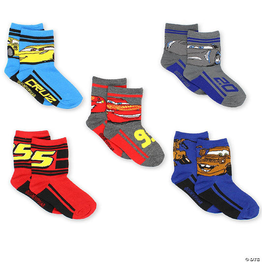 Disney Cars 3 Boys Toddler 5 pack Crew Socks (X-Small (Sock: 2-4), Grey/Multi Crew) | USA Decoration®