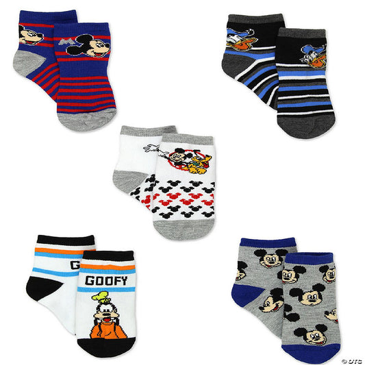 Mickey Mouse Toddler Boys 5 Pack Crew Style Socks Set (Shoe: 4-7 (Sock: 2-4), Grey/White Crew) | USA Decoration®