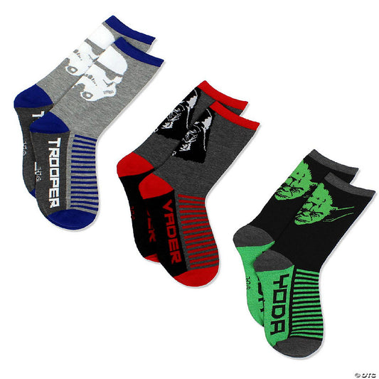 Star Wars Toddler Boys 3 pack Socks (Shoe: 7-10 (Sock: 4-6), Grey/Multi Crew) | USA Decoration®