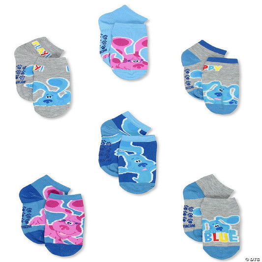 Blue’s Clues You Boy’s Baby Toddler 6 Pack Quarter Gripper Socks (12-24 Months, Grey) | USA Decoration®