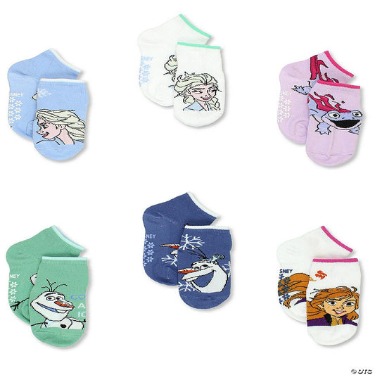 Disney Frozen 2 Anna Elsa Toddler Girls 6 Pack Socks with Grippers (Small (4-6), Blue) | USA Decoration®
