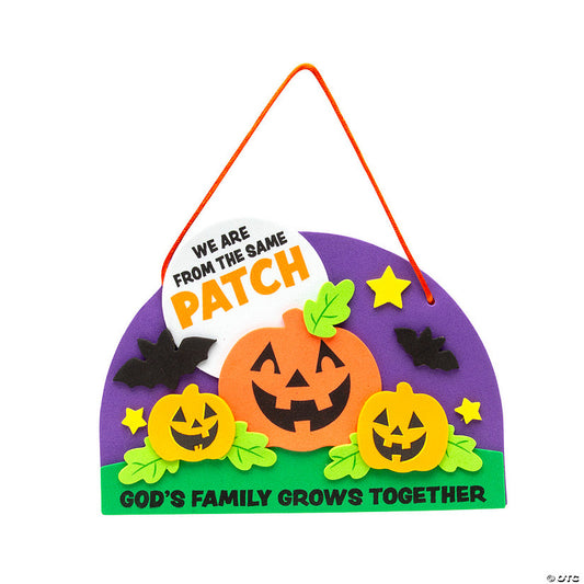 Makes 12: 6 1/2" x 4 1/2" Religious Halloween Pumpkin God’s Patch Sign Foam Craft Kit - Makes 12 | USA Decoration®