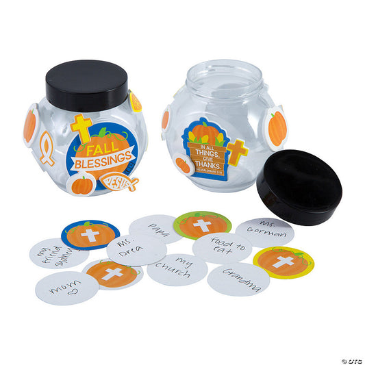 Makes 12: 2 3/4" x 2 3/4" Fall Blessings Plastic Jar Craft Kit – Makes 12 | USA Decoration®