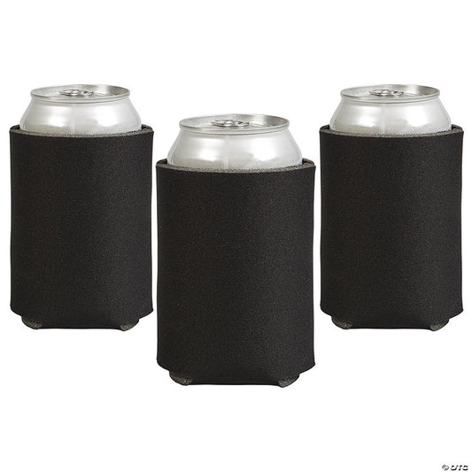 4" x 5 1/4" Soild Color Black Foam Standard Can Coolers - 12 Pc. | USA Decoration®