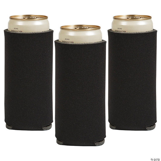 3 1/2" x 6 1/2" Solid Color Black Foam Slim Can Coolers - 12 Pc. | USA Decoration®