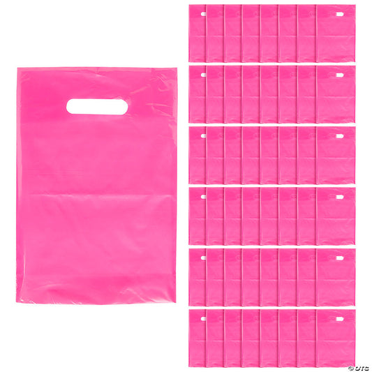 8 1/2" x 12" Bulk 50 Pc. Solid Color Bright Pink Plastic Goody Bags