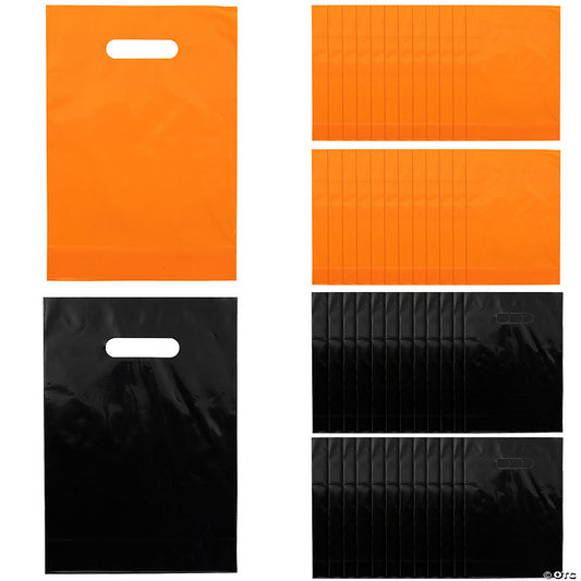 8 1/2" x 12" Bulk 100 Pc. Orange & Black Plastic Goody Bag Kit halloween