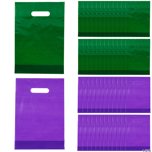 8 1/2" x 12" Bulk 100 Pc. Green & Purple Plastic Goody Bags Assortment halloween