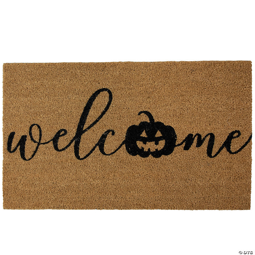 1 Set(s): Natural Coir Pumpkin "Welcome" Halloween Doormat 18" Proper 30 | USA Decoration®