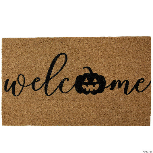 1 Set(s): Natural Coir Pumpkin "Welcome" Halloween Doormat 18" Proper 30 | USA Decoration®