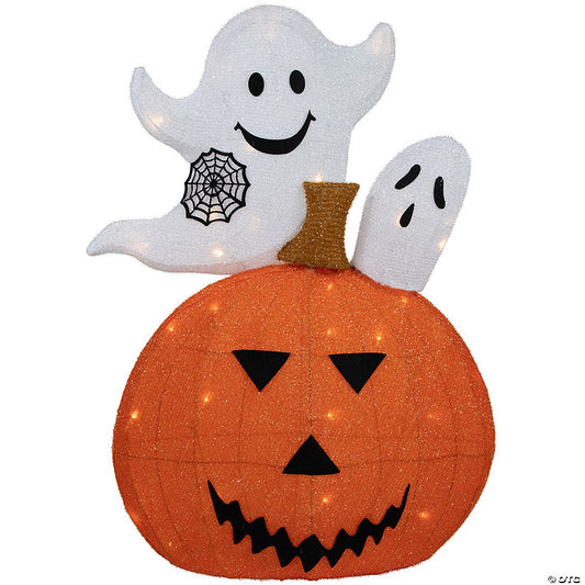 1 Set(s): 27.5" LED Lighted Battery Operated Jack-O-Lantern and Ghosts Halloween Decoration | USA Decoration®