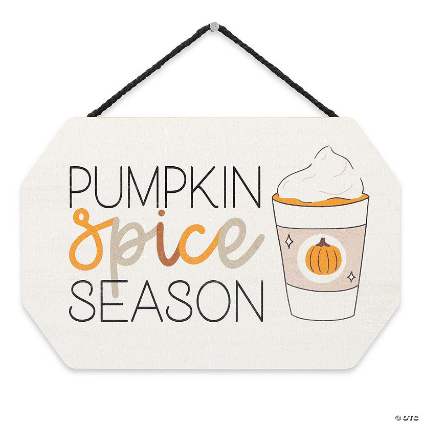 1 Piece(s): Open Road Brands 5x8 Pumpkin Spice Season Hanging Wood Wall Decor | USA Decoration®