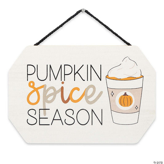 1 Piece(s): Open Road Brands 5x8 Pumpkin Spice Season Hanging Wood Wall Decor | USA Decoration®
