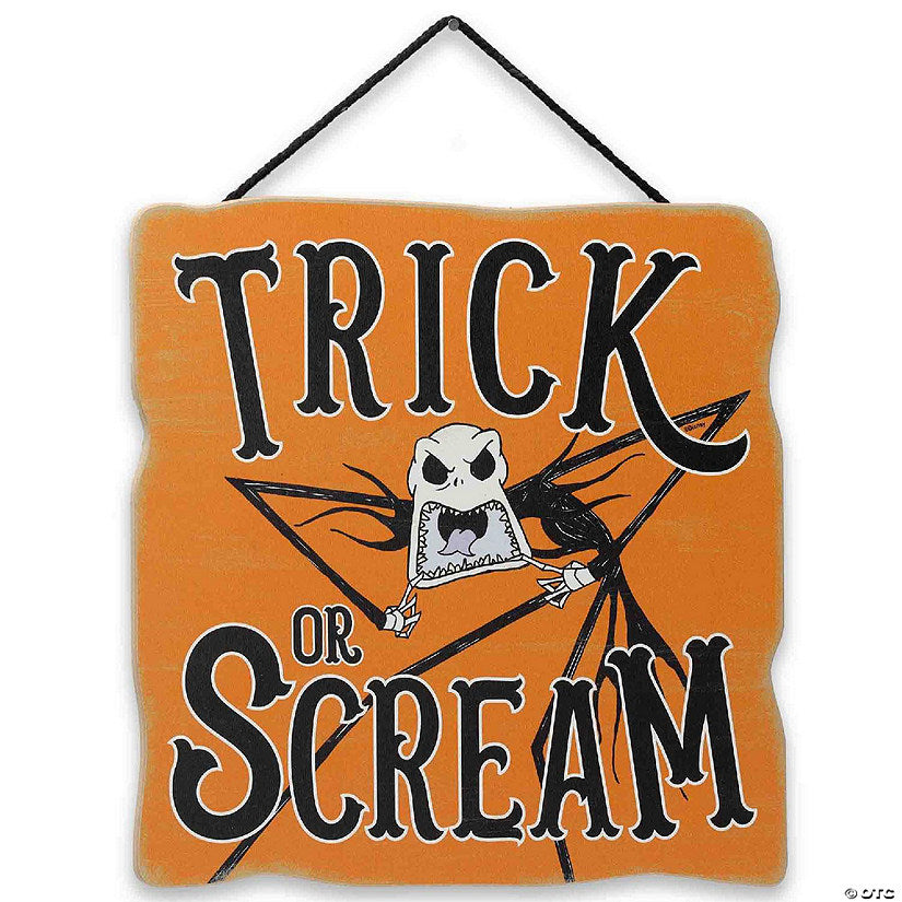 Disney 11x11 The Nightmare Before Christmas Trick or Scream Halloween Wood Wall Decor | USA Decoration®