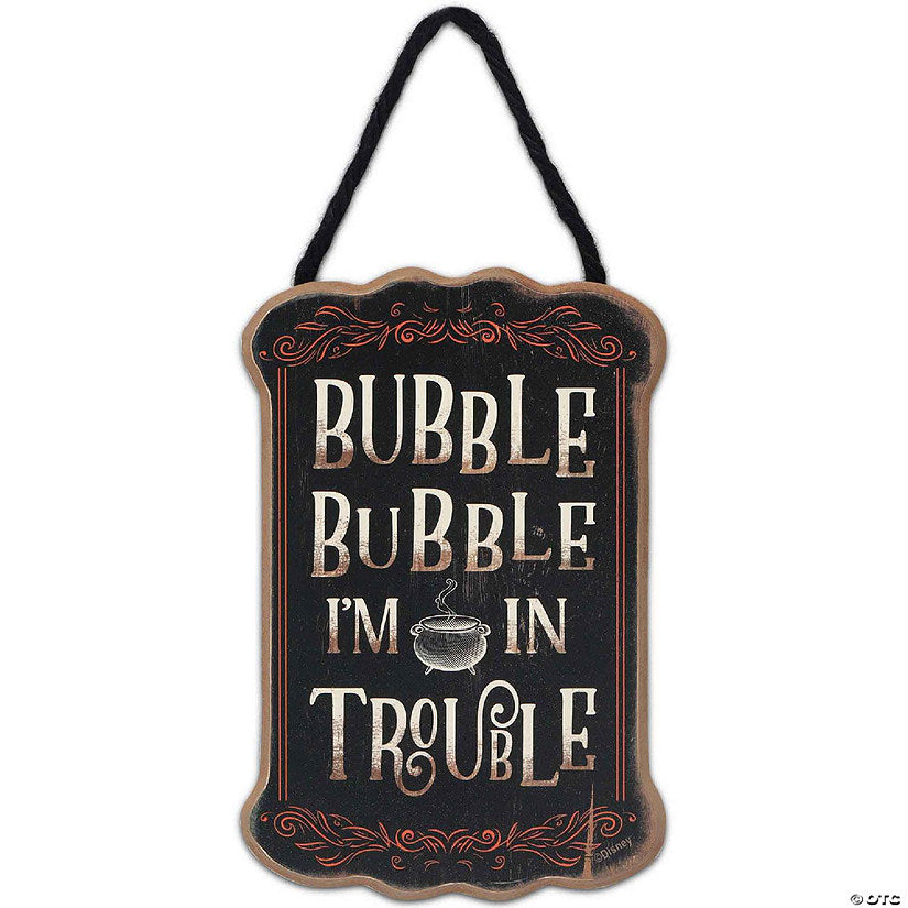 Disney 5x3 Disney Hocus Pocus Bubble Bubble I'm in Trouble Hanging Wood Wall Decor | USA Decoration®