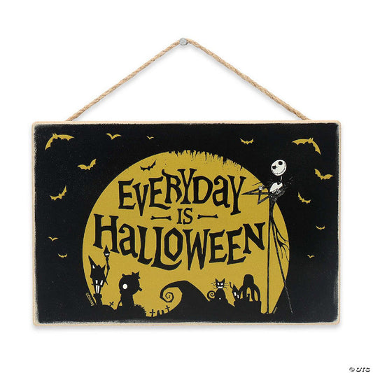 Disney 5x8 Disney Tim Burton's The Nightmare Before Christmas Everyday is Halloween Hanging Wood Wall Decor | USA Decoration®