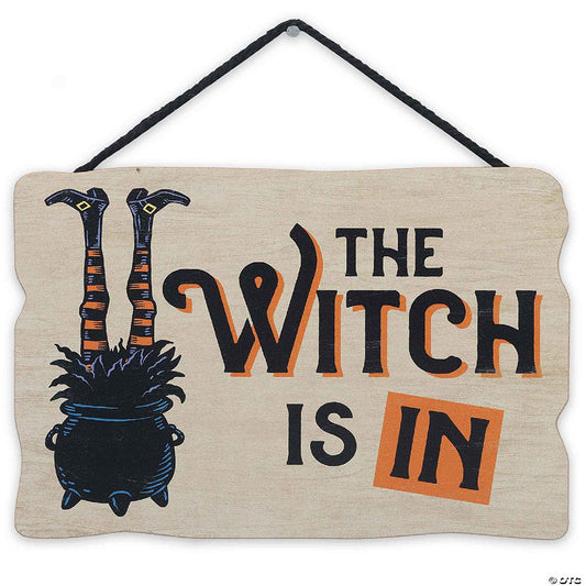 Open Road Brands 5x8 The Witch Is In Halloween Hanging Wood Wall Decor | USA Decoration®