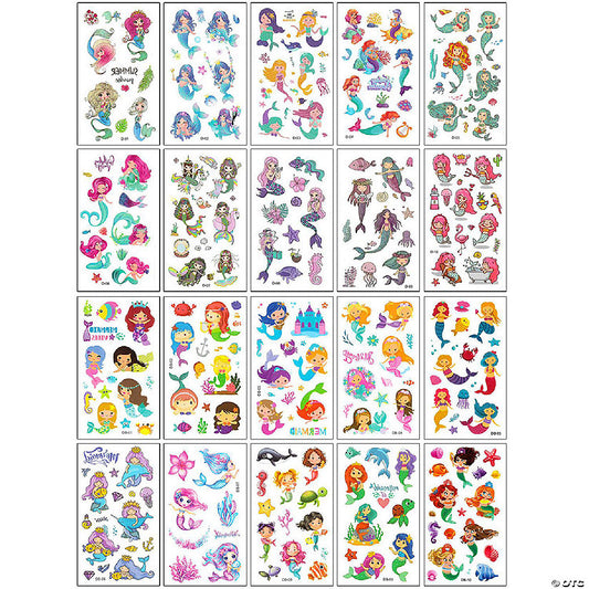 1 Set(s): Wrapables Waterproof Temporary Tattoos for Children, 20 sheets, Mermaids | USA Decoration®
