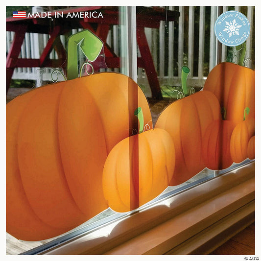 1 Piece(s): WINDOW FLAKES THANKSGIVING PUMPKIN WINDOW CLING BORDER DECAL DECORATION | USA Decoration®