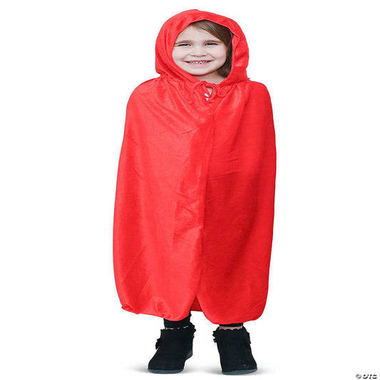Skeleteen Red Velvet Hooded Cape - Kids Long Velour Vampire and Superhero Halloween Costume Cloak with Hood for Boys and Girls | USA Decoration®