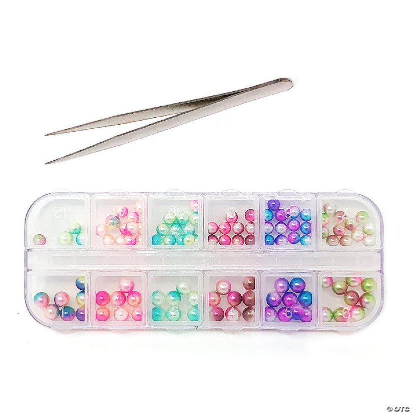 1 Set(s): Wrapables Dazzling Nail Art Rhinestones Nail Manicure with Plastic Case, Pearlescent Beads | USA Decoration®