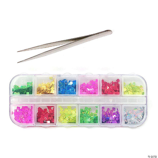 1 Set(s): Wrapables Dazzling Nail Art Rhinestones Nail Manicure with Plastic Case, Rainbow Blocks | USA Decoration®