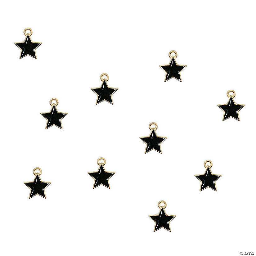 1 Set(s): Wrapables 6MM Jewelry Marking Charm Pendant, Set of 10, Black Star | USA Decoration®