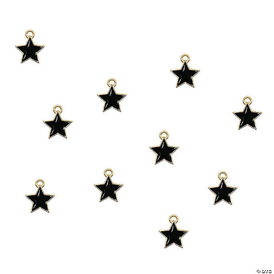 1 Set(s): Wrapables 6MM Jewelry Marking Charm Pendant, Set of 10, Black Star | USA Decoration®