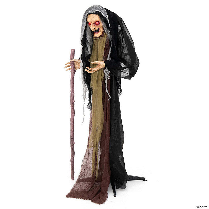 Costway 5 FT Halloween Animated Standing Witch Life Size Decoration with Posable Arms | USA Decoration®