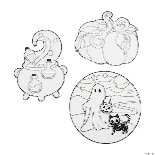 Per Dozen: 6 1/4" - 7 3/4" Large Halloween Scene Plastic Suncatchers - 12 Pc. | USA Decoration®