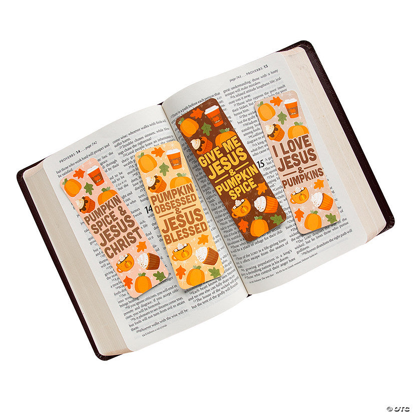 24 Piece(s): 6" Religious Pumpkin Spice & Jesus Cardstock Bookmarks - 24 Pc. | USA Decoration®