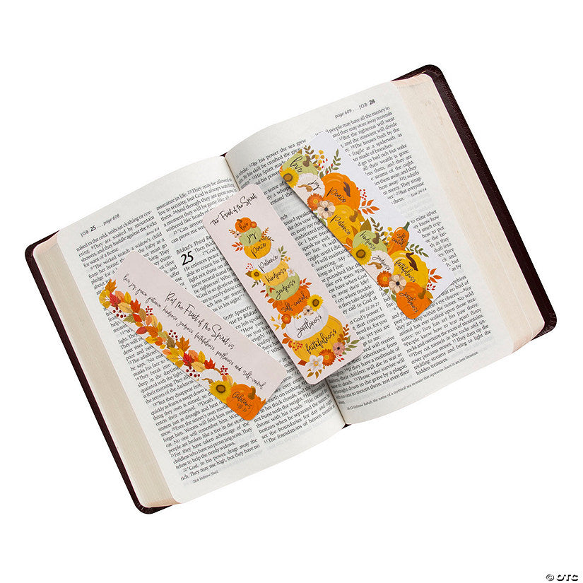 24 Piece(s): 6" Religious Fruits of the Spirit Fall Pumpkin Cardstock Bookmarks - 24 Pc. | USA Decoration®