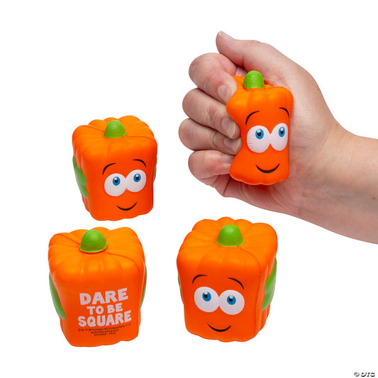 Per Dozen: 2" x 2 1/4" Spookley the Square Pumpkin™ Stress Toys - 12 Pc. | USA Decoration®