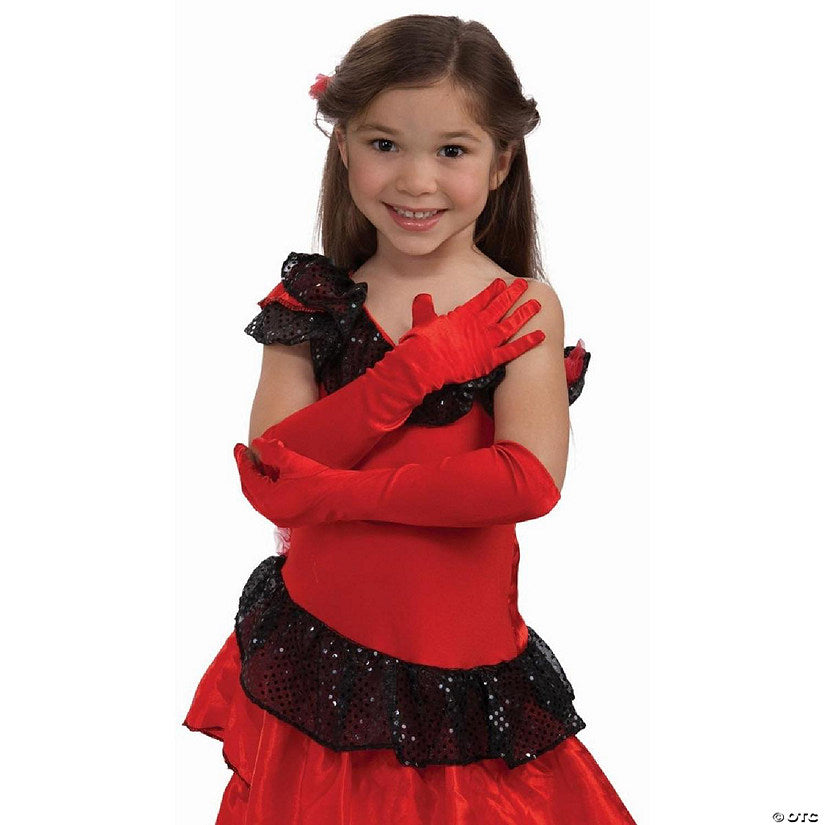 Red Child Satin Gloves - One Size | USA Decoration®