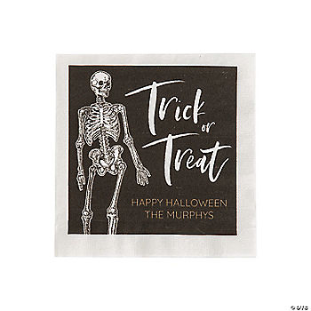 5" Bulk 50 Pc. Personalized Skeleton Beverage Napkins | USA Decoration®