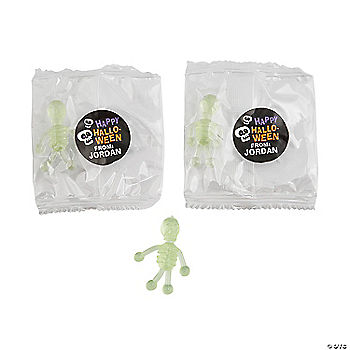 48 Piece(s): 1 3/4" Bulk 48 Pc. Personalized Mini Glow-in-the-Dark Sticky Tumbling Skeletons | USA Decoration®