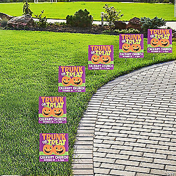 6 Piece(s): 8" x 8" Personalized Mini Christian Pumpkin Single-Sided Yard Signs - 6 Pc. | USA Decoration®