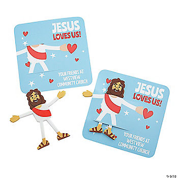24 Piece(s): 4 1/4" Personalized Bendable Jesus Handouts with Card for 24 | USA Decoration®