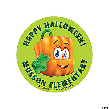 2" Bulk 144 Pc. Personalized Spookley the Square Pumpkin™ Stickers | USA Decoration®