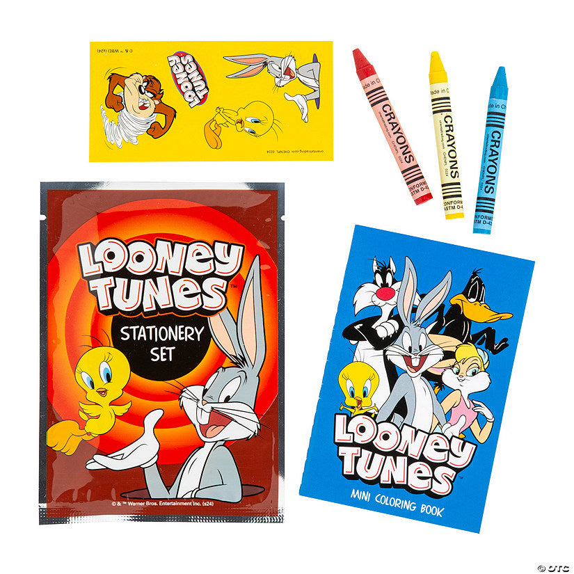 Per Dozen: 4" x 5 1/2" Mini Looney Tunes Characters Stationery Sets for 12 | USA Decoration®