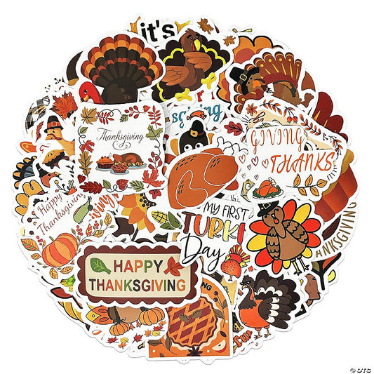 1 Set(s): Wrapables Waterproof Vinyl Thanksgiving Stickers for Water Bottles, Laptop 100pcs | USA Decoration®