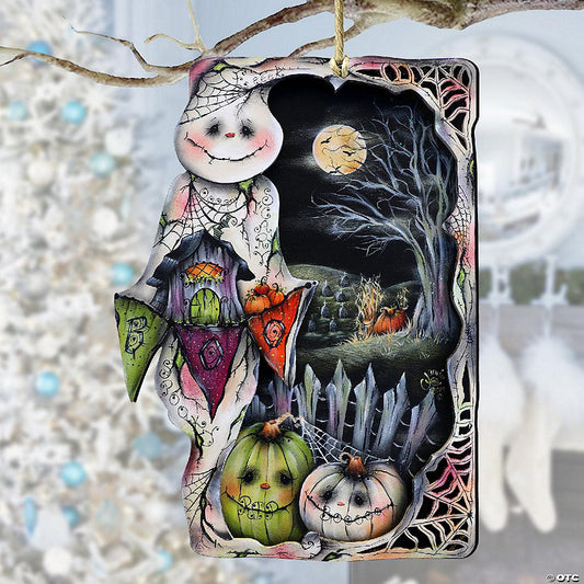 1 Piece(s): Night Of The Pumpkins Wooden Ornaments By J. Mills-Price - Halloween Decor | USA Decoration®