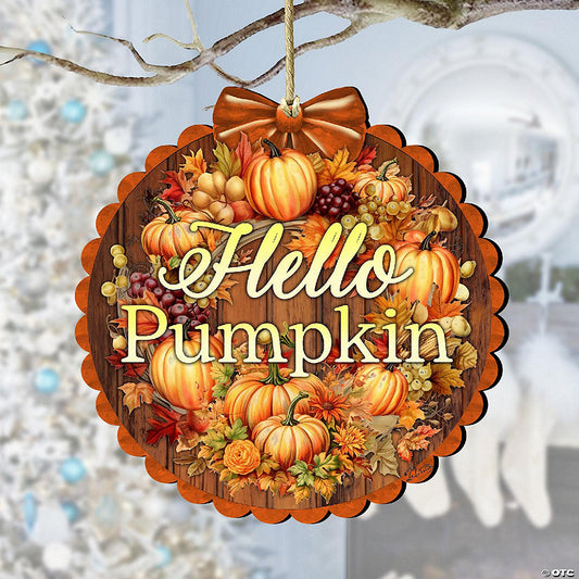 1 Piece(s): Hello Pumpkin Wooden Ornaments By G. Debrekht - Thanksgiving Halloween Decor | USA Decoration®