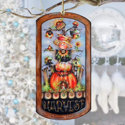 1 Piece(s): Harvest Pumpkin Scarecrow Wooden Ornaments By J. Mills-Price - Thanksgiving Decor | USA Decoration®